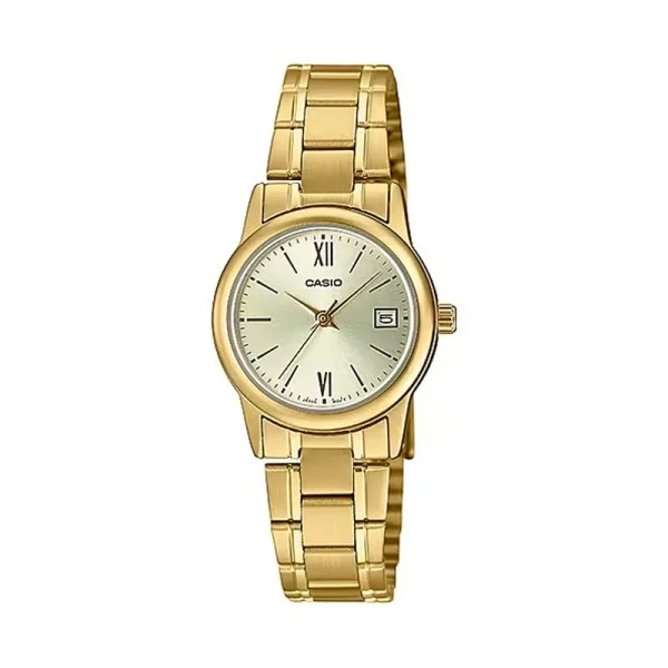 Casio Analog Stainless Steel Strap Watch for Women, Gold - LTP-V002G-9B3UDF